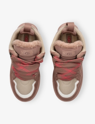 Ugg Ribbon-lace Leather Sneakers In Brown