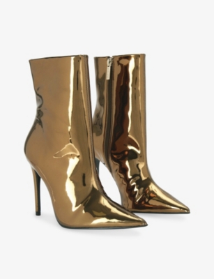 Carvela Womens Bronze Eterno Heeled Faux-leather Ankle Boots Eur 41 / 8 Uk In Gold