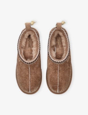 Ugg Tasman Biarritz Shearling-lined Brushed-suede Slippers In Brown