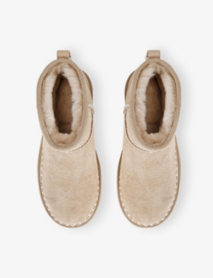 Ugg Womens Beige Classic Ultra Mini Biarritz Suede Boots Eur 36 / 3 Uk In Sand