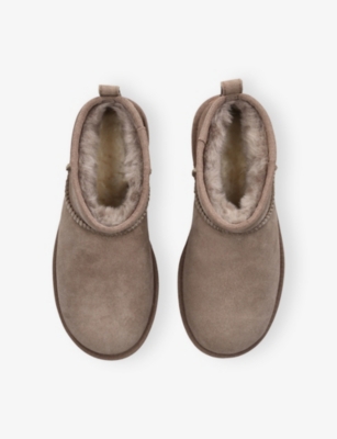 Ugg Womens Taupe Classic Ultra Mini Suede Boots Eur 37 / 4 Uk In Brown