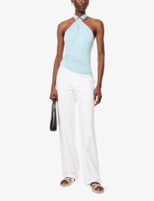 PEACHY DEN: The Amelia Halterneck Stretch-Jersey Top