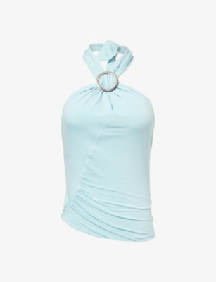 PEACHY DEN: The Amelia Halterneck Stretch-Jersey Top