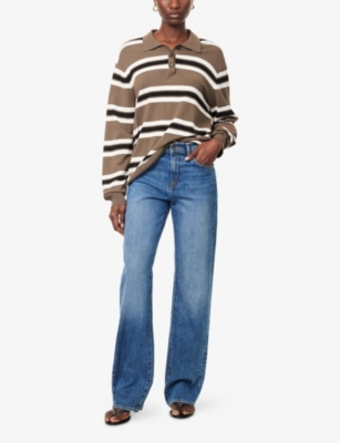 7 For All Mankind Womens Jasper Tess Straight-leg Stretch-denim Jeans In Brown