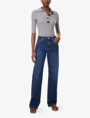 7 For All Mankind Womens Radar Tess Straight-leg High-rise Denim Trousers