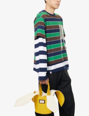 Charles Jeffrey Loverboy Mens Yellow + Ecru Banana Leather Cross Body Bag