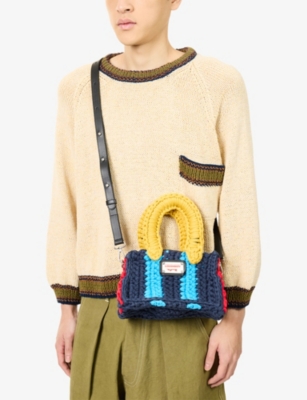 Charles Jeffrey Loverboy Mens Navy Petite Bucket Cotton Cross Body Bag In Multi