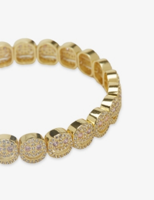 Lisa Gozlan Womens Yellow Gold / Pink The Pavé The Happy Face 18ct Yellow Gold Plated Brass And Cubic Zirconia B