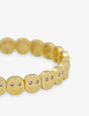 LISA GOZLAN: The Gemstone The Happy Face 18ct Yellow Gold Plated Brass And Gemstone Bracelet