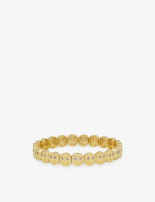 LISA GOZLAN: The Gemstone The Happy Face 18ct Yellow Gold Plated Brass And Gemstone Bracelet
