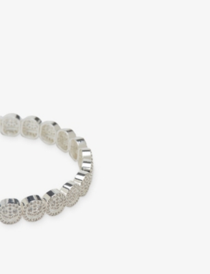 Lisa Gozlan Womens Silver / White The Pavé The Happy Face 18ct Silver Plated Brass And Cubic Zirconia Bracelet