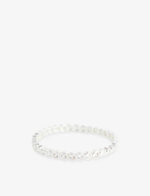 Lisa Gozlan Womens Mini Round Jewel Mixer Silver-plated Brass And Cubic Zirconia Ring In Silver