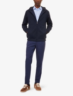 Hackett Mens Ink Blue Hybrid Reversible Cotton-blend Hoodie In Blue