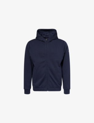 Hackett Mens Ink Blue Hybrid Reversible Cotton-blend Hoodie In Blue
