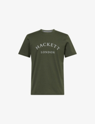 Hackett Mens Duck Green Heritage Logo-print Cotton T-shirt In Green