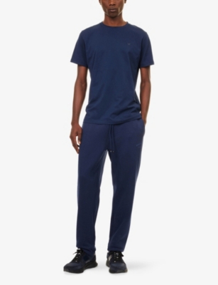 Hackett Mens Ink Blue Regular-fit Embroidered-logo Cotton T-shirt In Blue