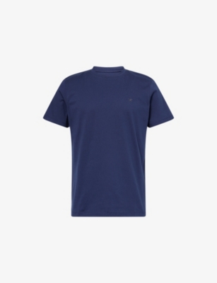 Hackett Mens Ink Blue Regular-fit Embroidered-logo Cotton T-shirt In Blue