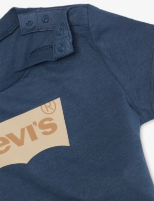 Levi's Blue Brand-print Crewneck Cotton T-shirt 3- In Blue