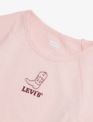 Levi's Pink Ribbed Raglan-sleeve Stretch-woven Top 4- In Pink