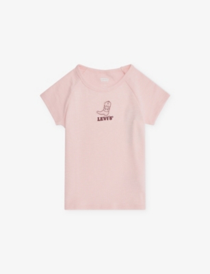 Levi's Pink Ribbed Raglan-sleeve Stretch-woven Top 4- In Pink