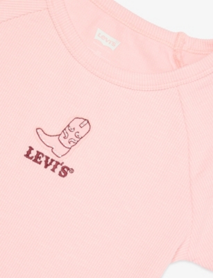 Levi's Pink Colour-block Raglan Stretch-cotton T-shirt 10- In Pink