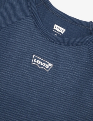 Levi's Blue Logo-patch Ribbed Knit Top 4-8 In Blue
