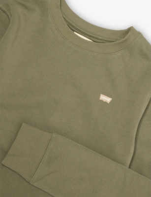 Levi's Green Logo-embroidered Crewneck Cotton-jersey Sweatshirt 10-16 In Green