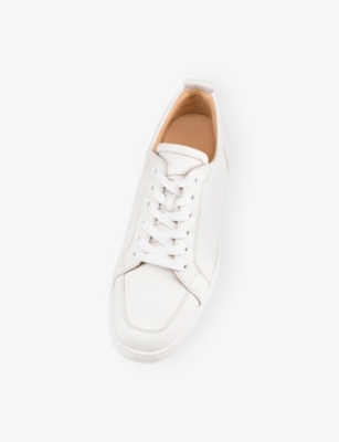 Christian Louboutin Mens Latte Rantulow Grained Leather Sneakers Eur 44 / 10 Uk In Brown