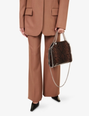 Stella Mccartney Womens Espresso Mini Falabella Snake-print Faux-leather Tote Bag In Brown