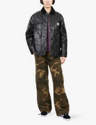 Carhartt Ip Womens Dean Michigan Relaxed-fit Coated-cotton Jacket Black Xs In Black