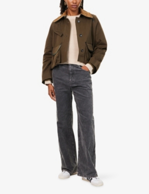 Carhartt Ip Womens Mira Logo-patch Knit Jumper Fleur De Sel In Neutral