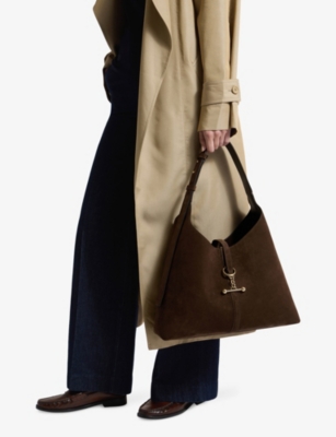Strathberry Womens Chocolate Kite Hobo Maxi Suede Shoulder Bag In Brown