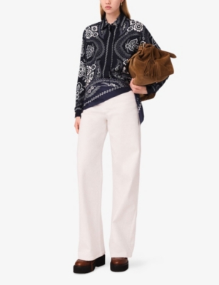 MAJE: Bandana-Print Relaxed-Fit Satin Shirt