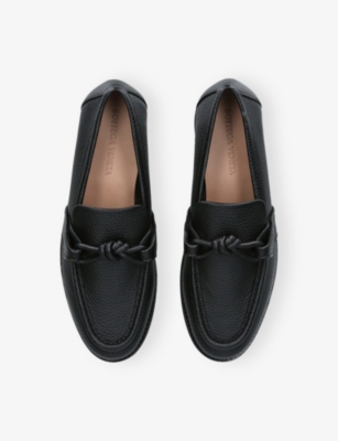 Bottega Veneta Mens Black Astaire Knot Leather Loafers Eur 45 / 11 Uk In Black