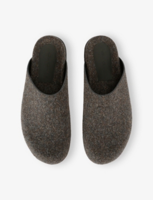 Rick Owens Mens Grey/dark Granola Wool Mules Eur 44 / 10 Uk In Gray