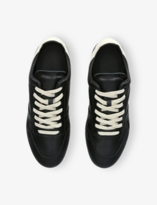 Rick Owens Black Low-top Sneakers With Contrasting Details In Leather Man In Multi