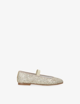 Papouelli Gold Kids' Bug Glitter Leather Pumps Eur 28 / 10 Uk In Animal Print