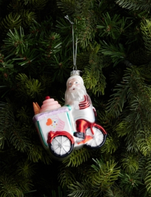 SELFRIDGES EDIT: Ice Cream Cart Santa Glass Christmas Decoration