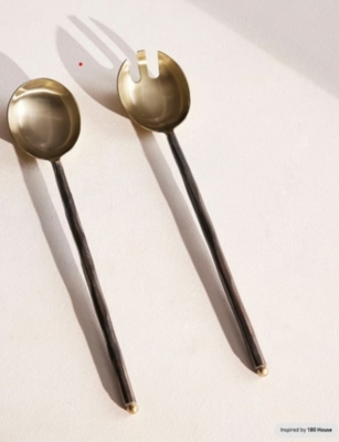 Soho Home Bronze Brown Stanton Brass Servers Salad Servers In Brown