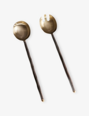 Soho Home Bronze Brown Stanton Brass Servers Salad Servers In Brown
