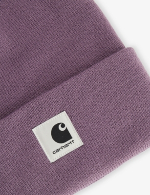 Carhartt Omens Phlox Ashley Logo-patch Knitted Beanie In Purple