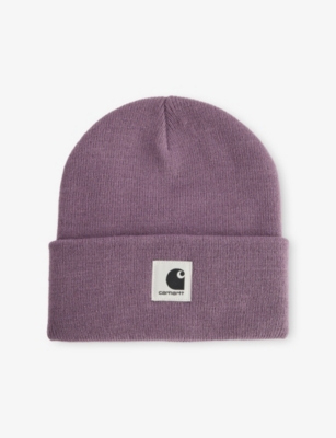 Carhartt Omens Phlox Ashley Logo-patch Knitted Beanie In Purple