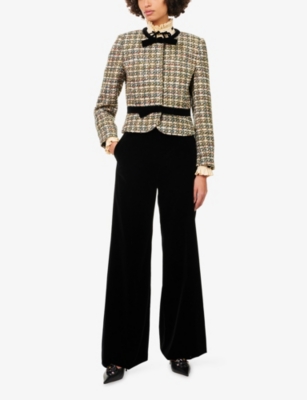 Valentino Womens Multicolor. Tweed Cropped Woven Jacket In Multi