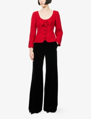 VALENTINO GARAVANI: Wide-Leg High-Rise Velvet Trousers