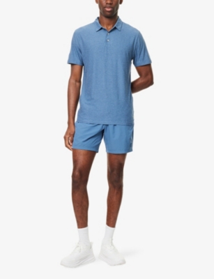 Vuori Mens Strato Tech Short-sleeve Stretch-woven Polo Shirt Pool Blue Heather In Blue