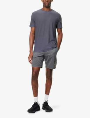 Vuori Mens Charcoal Heather Sunday Logo-print Stretch-woven Shorts In Gray