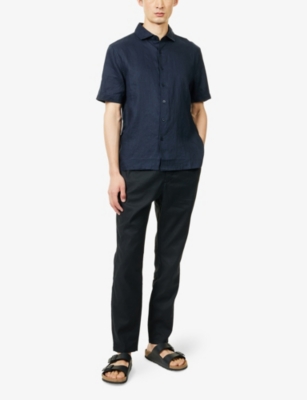 ARNE: Short-Sleeve Cutaway-Collar Linen Shirt