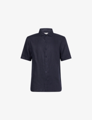 ARNE: Short-Sleeve Cutaway-Collar Linen Shirt
