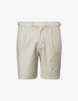ARNE: Tailored Darted Linen-Cotton Blend Shorts