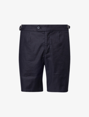ARNE: Tailored Darted Linen-Cotton Blend Shorts